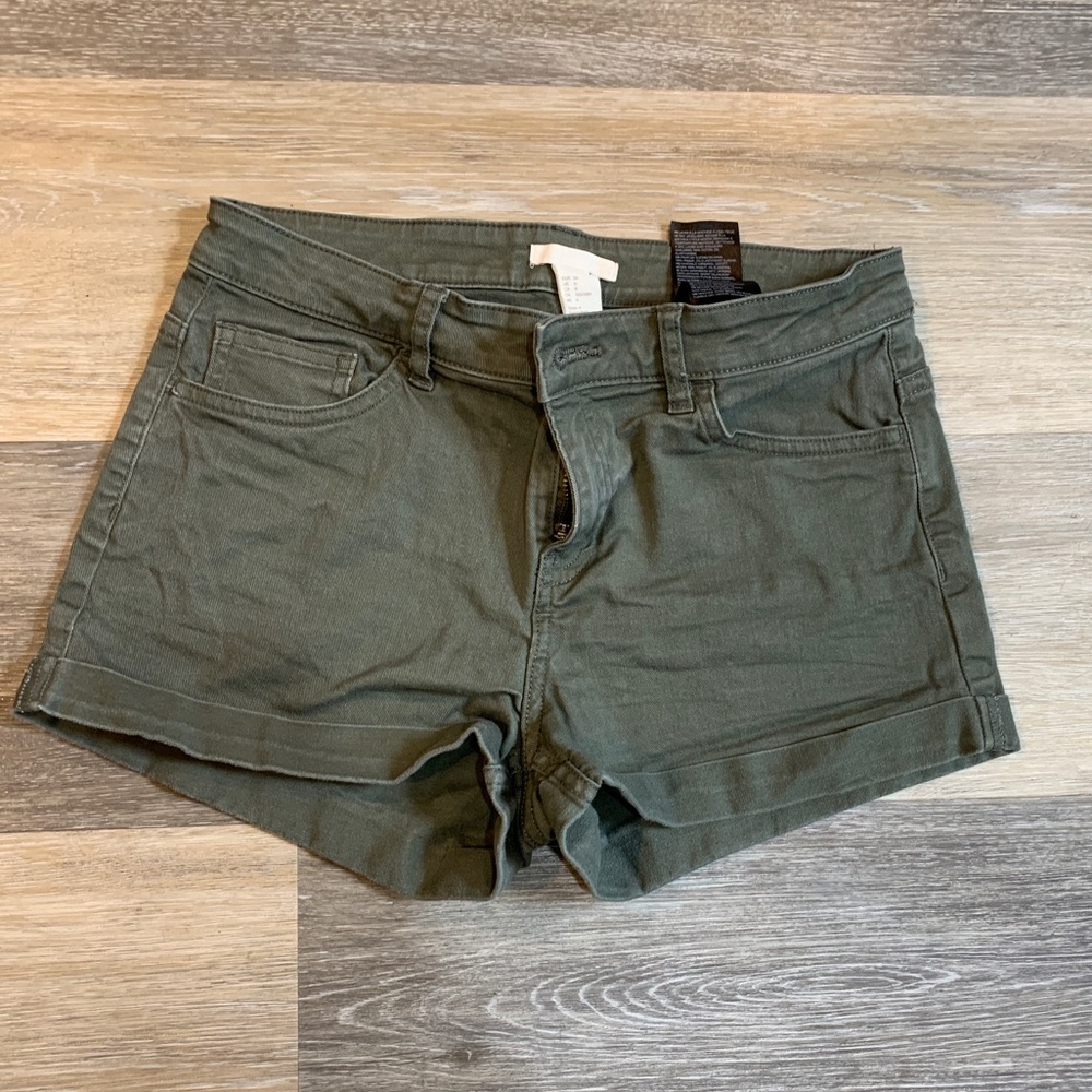 H&M green denim shorts lightly used